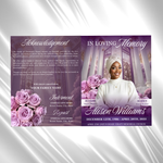 Purple Floral Funeral Program Template, 8-Page Memorial (Canva, PDF)
