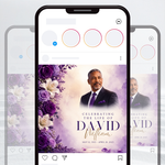 Purple & White Funeral Announcement Flyer, Celebration of Life Evite (Digital Download Canva Template 1080x1080px )