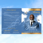 Blue & Gold Roses Funeral Program Template, Memorial Obituary (Canva Template)