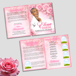 Pink Roses Funeral Program Template: 8-Page Memorial (Canva, PDF Download)