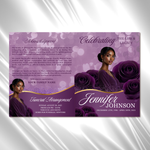 Purple Roses Funeral Program Template: Celebration of Life (Canva, 8 Pages, Digital Download)