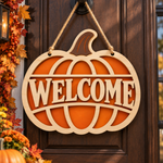 Halloween Round Door Sign SVG, Welcome Sign Laser Cut File, Fall Porch Decor