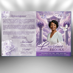 Purple Roses Funeral Program Template: 8-Page Memorial, Celebration of Life (Canva, PDF Download)