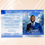 Blue Funeral Program Template: 8-Page Memorial, Celebration of Life (Canva, PDF Download)