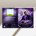 Purple Funeral Program Template: 8-Page Memorial (Canva PDF)