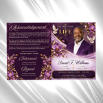 Purple Floral Funeral Program Template, 8-Page Memorial (Canva, PDF)