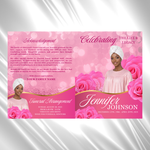 Pink Roses Funeral Program Template: Celebration of Life (Canva, 8 Pages, Digital Download)