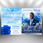 Blue Funeral Program Template: 8-Page Memorial, Celebration of Life (Canva, PDF Download)