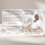 White Gold Funeral Program Template: 8-Page Memorial Program