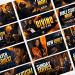 Church announcement slides collage – giving, baptism, new here and more
