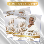 White Gold Funeral Announcement Flyer: Editable Canva Template (Digital Download)