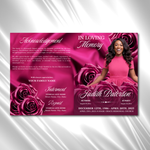 Pink Roses Funeral Program Template: 8-Page Memorial (Canva PDF)