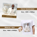White & Green Roses Funeral Bundle (Canva PDF)