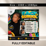 Back to School Hair Flyer: Braid Special, DIY Canva Template Canva Editable