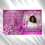 Pink Roses Funeral Program Template: 8-Page Memorial (Canva PDF)