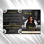 Black & Gold Funeral Program Template: 8-Page Memorial (Canva Editable Digital Download)