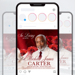 Red Funeral Announcement Flyer, Celebration of Life Evite (Digital Download Canva Template 1080x1080px )