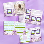 White & Purple Roses Funeral Program Template, Memorial Obituary (Canva Template)