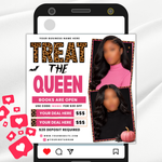 October Booking Flyer: Treat the Queen Halloween Lash Hair Nails MUA Template (DIY Canva, Digital Download)