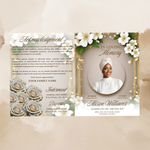 White Roses Funeral Program Template: 8-Page Memorial (Canva PDF)