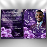 Purple Funeral Program Canva Template | 8 Page Memorial Booklet