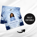 Blue Funeral Announcement Flyer: Celebration of Life (Canva Template, 8x8