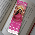 Pink Roses Memorial Bookmark Template: Funeral Keepsake (Canva PDF)