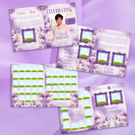 Purple Roses Funeral Program Template, Memorial Obituary (Canva Template)