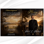 Black & Gold Floral Funeral Program Template, 8-Page Memorial (Canva, PDF)