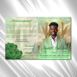 Light Green Clouds Funeral Program Template: 8-Page Memorial (Canva Editable, Digital Download 17x11