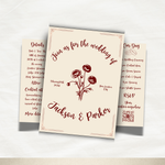 Whimsical Hand Drawn Gatefold Wedding Invitation Template: Classic Floral Invite (Editable Canva Template)