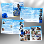 Blue Funeral Program Template: 8-Page Memorial, Celebration of Life (Canva, PDF Download)