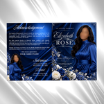 Blue Funeral Program Template: 8-Page Memorial (Canva PDF)