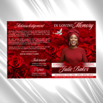 Red Floral Funeral Program Template, 8-Page Memorial (Canva, PDF)