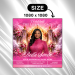 Pink Roses Funeral Announcement Flyer: Celebration of Life Invitation (Canva Template, Digital Download, 8x8