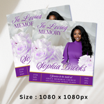 Purple Funeral Announcement Flyer: Editable Canva Template (Digital Download)