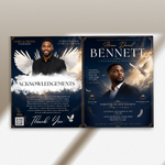 Funeral Program Canva Template | sky Theme | 8 Page Memorial Booklet