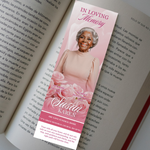 Pink Roses Memorial Bookmark Template: Funeral Keepsake (Canva PDF)