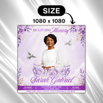 Purple Funeral Announcement Flyer: Celebration of Life (Canva Template, Digital Download, 8x8