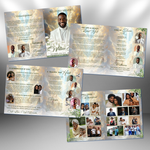 White Roses Funeral Program Template, 8 Page Memorial (Canva)