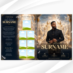 Blue & Gold Floral Funeral Program Template, 8-Page Memorial (Canva, PDF)