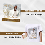 White & Green Roses Funeral Program Template: 8-Page Memorial (Canva PDF)