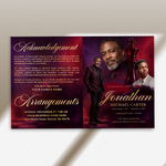 Red & Purple Funeral Program Canva Template | Red and Purple Theme | 8 Page Memorial Booklet