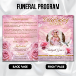 Baby Girl Funeral Program Template, 8-Page Memorial (Canva, PDF)