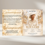 White Gold Funeral Program Template: 8-Page Memorial Program