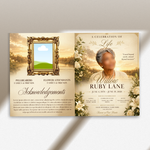 Flower Funeral Program Canva Template | 8 Page Memorial Booklet