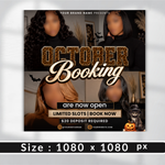 October Booking Flyer, Halloween Booking Flyer Template, Hair Lash Nail Salon Appointment Canva Template, Halloween Event Flyer, Canva Edit