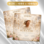 White Gold Funeral Announcement Flyer: Editable Canva Template (Digital Download)