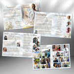 White & Gold Funeral Program Template: 8-Page Memorial (Canva, PDF)