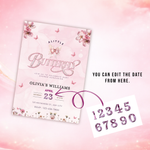 Butterfly Invitation, Pink Butterfly Baby Shower Invite, Editable Canva Template, Baby Shower Printable (Digital Download)